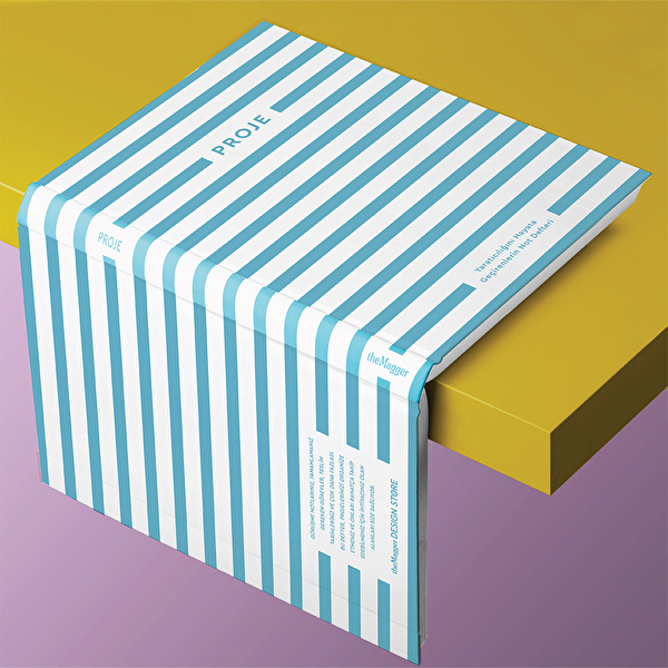 THE MAGGER Proje Striped Ice Blue Defter